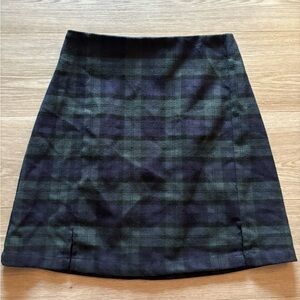 Brandy Melville Green and Blue Mini A-Line Skirt